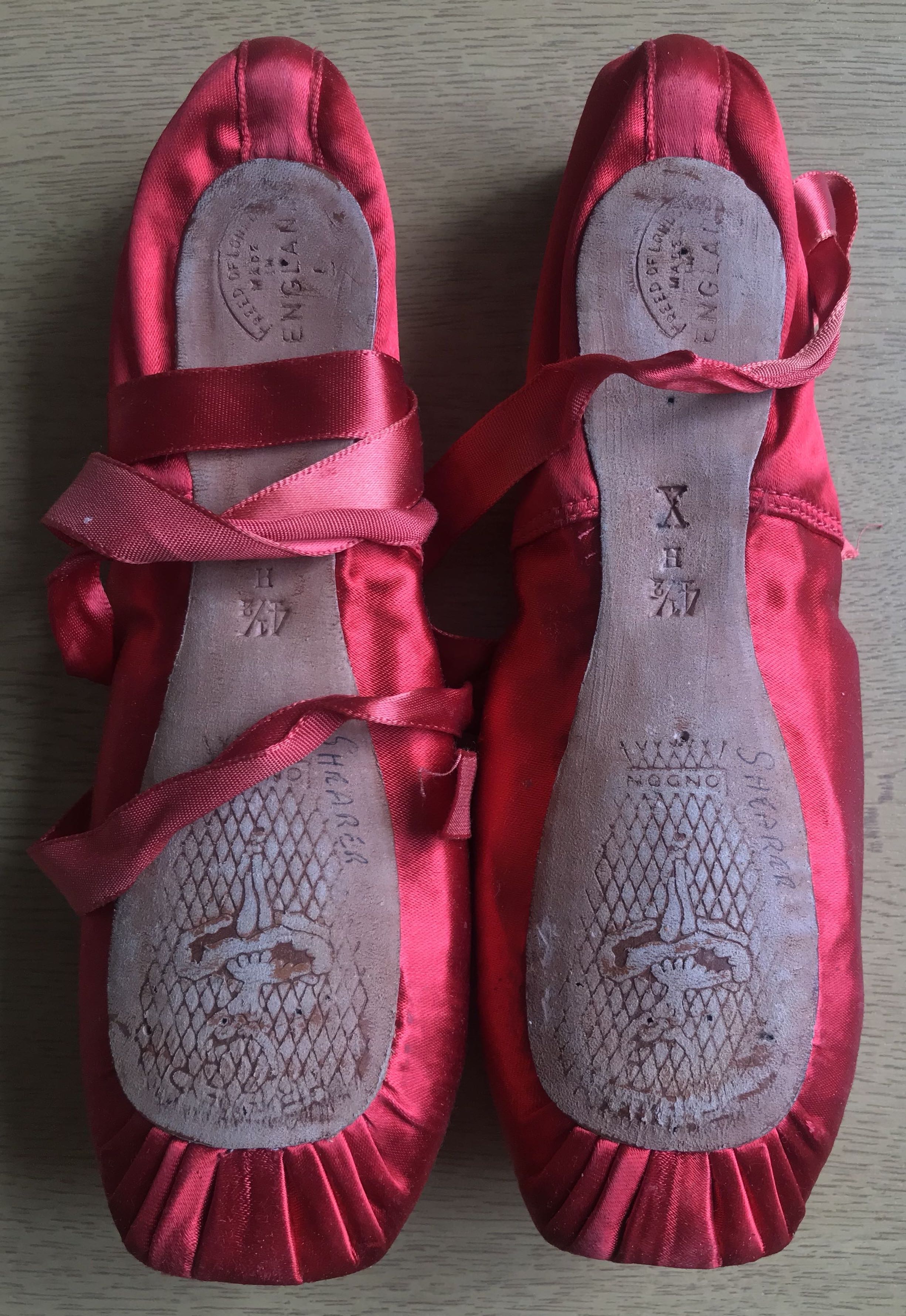 The pointe shoes from 'The Red Shoes' - worn by Moira Shearer