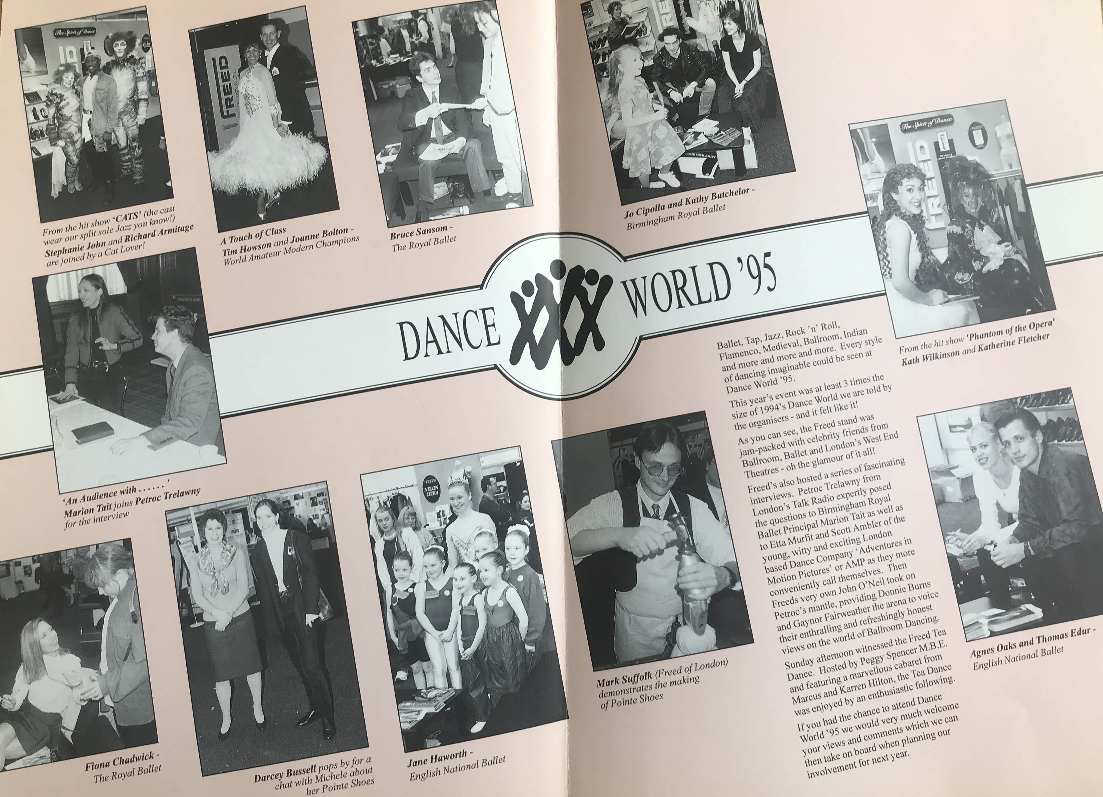 The other is a double-page spread from the Summer 1995 edition of 'Freed News' that shows what has been going on in the dance world in 1995. You can see pictures of Dary Bussell visitin