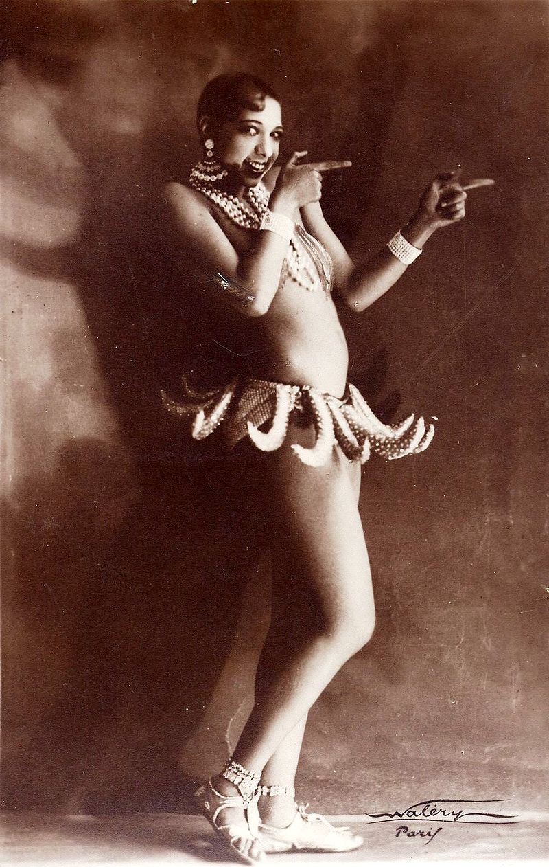 Josephine Baker - Folies Bergère production Un Vent de Folie. Public Domain. Creator - Walery. Walery died more than 70 years ago so PD.